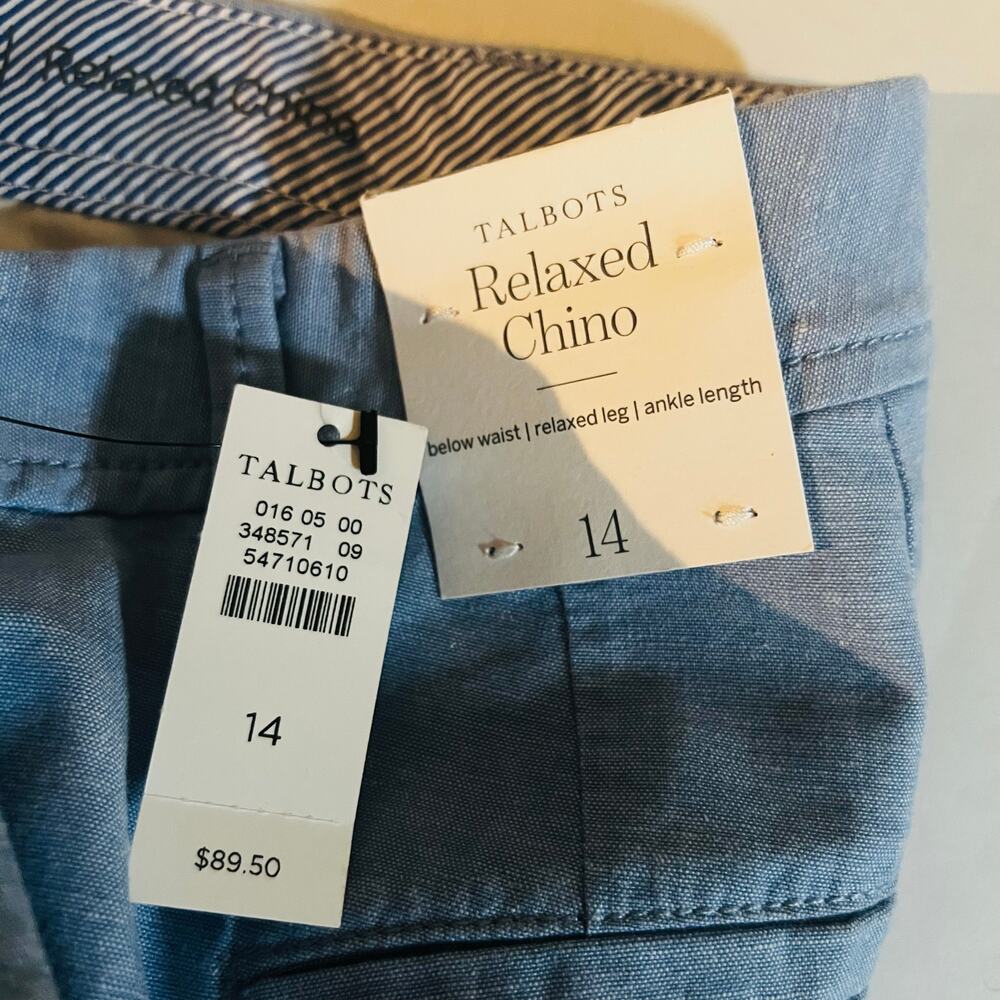 Talbots Newport Chambray Relaxed Chinos Pants Size 14 NWT Blue - Picture 6 of 12